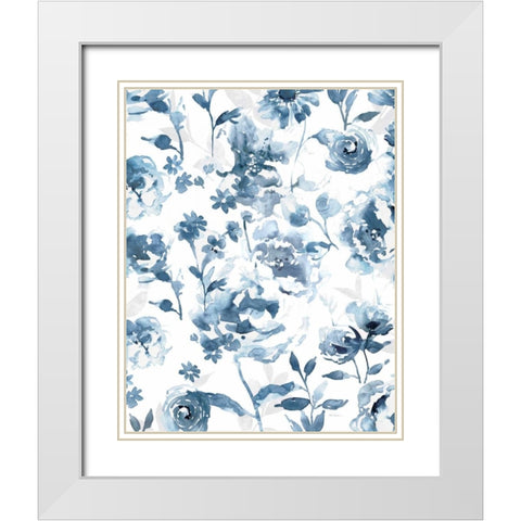 Indigo Garden White Modern Wood Framed Art Print with Double Matting by Robinson, Carol