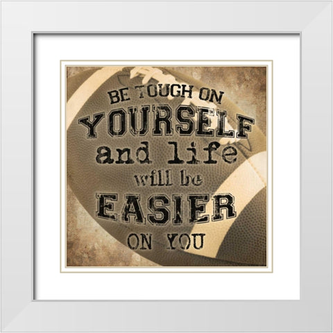 Football Quote White Modern Wood Framed Art Print with Double Matting by Craven, Katrina