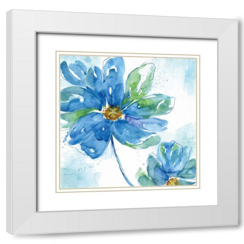 Rendered In Blue I White Modern Wood Framed Art Print with Double Matting by Nan