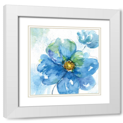 Rendered In Blue II White Modern Wood Framed Art Print with Double Matting by Nan