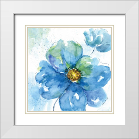 Rendered In Blue II White Modern Wood Framed Art Print with Double Matting by Nan