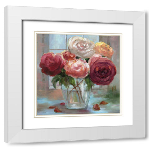 Rose Society White Modern Wood Framed Art Print with Double Matting by Nan