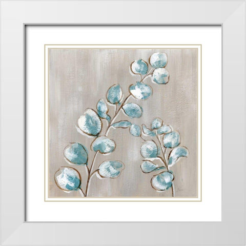 Eucalyptus I White Modern Wood Framed Art Print with Double Matting by Nan