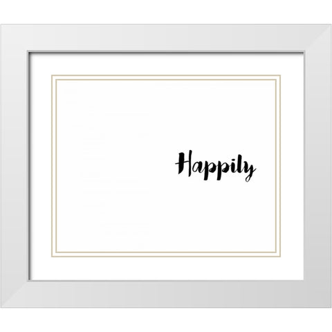 Happily Ever White Modern Wood Framed Art Print with Double Matting by CAD Designs