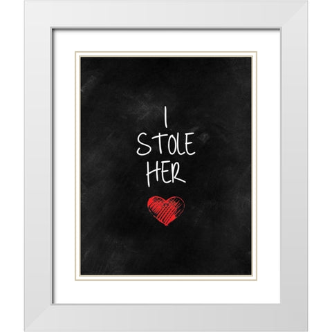 Stolen Heart I White Modern Wood Framed Art Print with Double Matting by CAD Designs