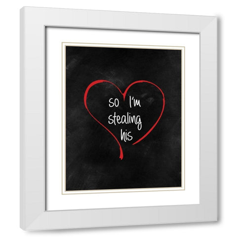 Stolen Heart II White Modern Wood Framed Art Print with Double Matting by CAD Designs