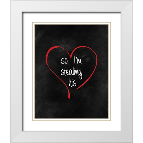 Stolen Heart II White Modern Wood Framed Art Print with Double Matting by CAD Designs