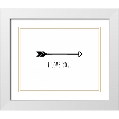 Love Arrow I White Modern Wood Framed Art Print with Double Matting by CAD Designs