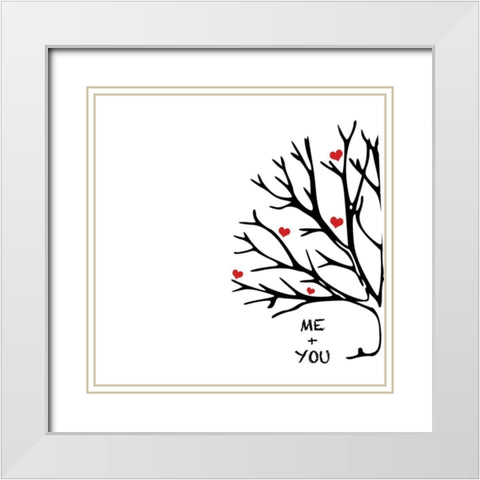 You And Me I White Modern Wood Framed Art Print with Double Matting by CAD Designs