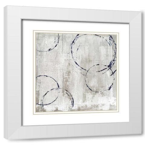 Blue Impression White Modern Wood Framed Art Print with Double Matting by Tava Studios