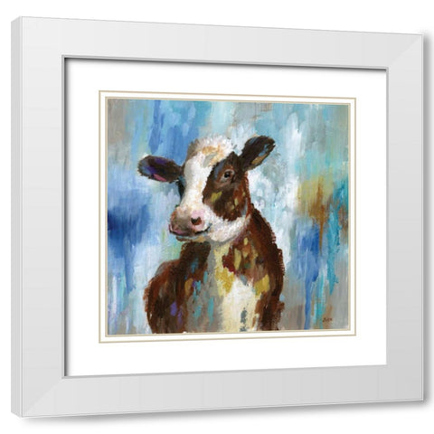 Spring Calf White Modern Wood Framed Art Print with Double Matting by Nan