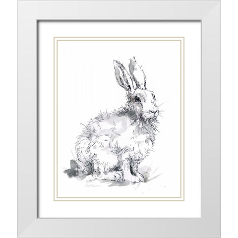 Garden Hare I White Modern Wood Framed Art Print with Double Matting by Robinson, Carol
