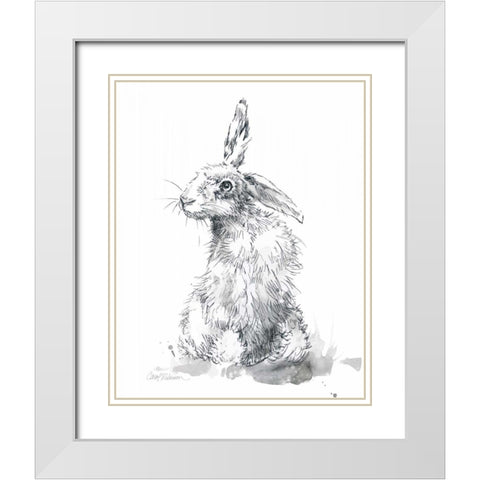 Garden Hare II White Modern Wood Framed Art Print with Double Matting by Robinson, Carol