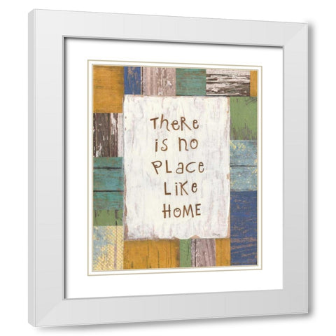 No Place Like Home White Modern Wood Framed Art Print with Double Matting by Tava Studios