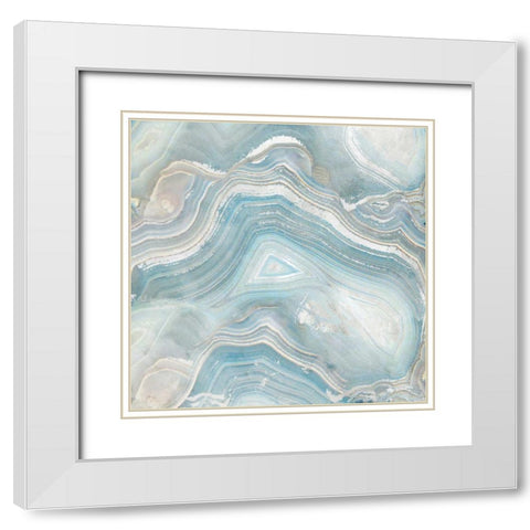 Agate in Blue I White Modern Wood Framed Art Print with Double Matting by Nan