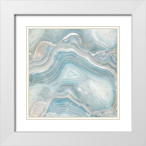 Agate in Blue I White Modern Wood Framed Art Print with Double Matting by Nan