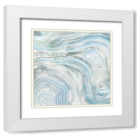 Agate in Blue II White Modern Wood Framed Art Print with Double Matting by Nan