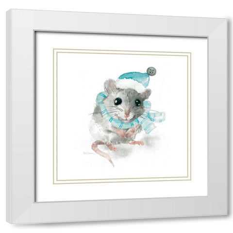 Christmas Critter White Modern Wood Framed Art Print with Double Matting by Robinson, Carol