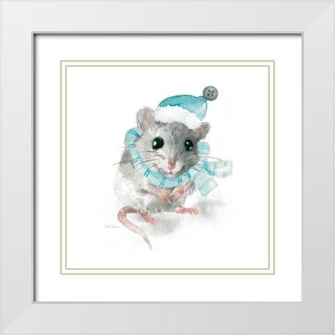 Christmas Critter White Modern Wood Framed Art Print with Double Matting by Robinson, Carol