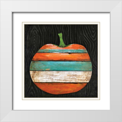 Striped Pumpkin White Modern Wood Framed Art Print with Double Matting by Tava, Janet