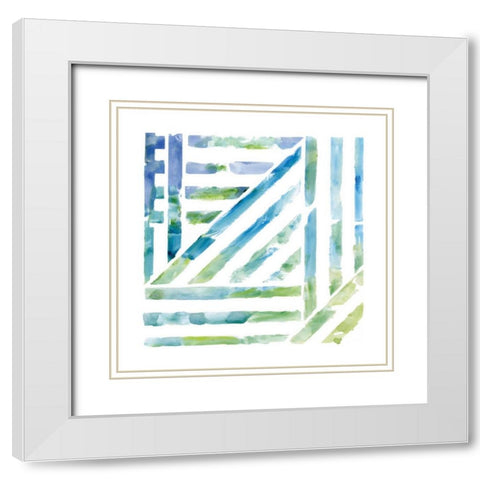 Linear Kaleidoscope I White Modern Wood Framed Art Print with Double Matting by Nan