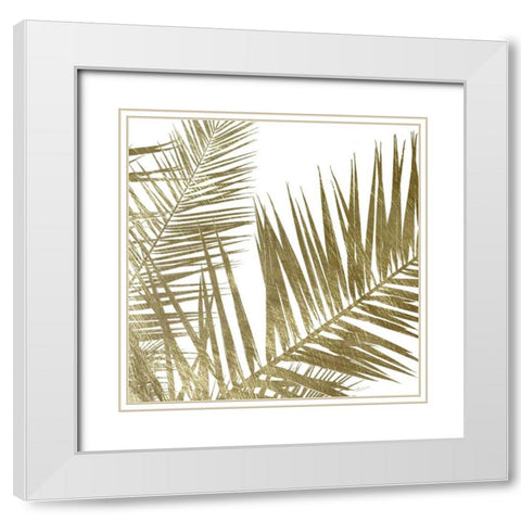 Golden Frond I White Modern Wood Framed Art Print with Double Matting by Craven, Katrina