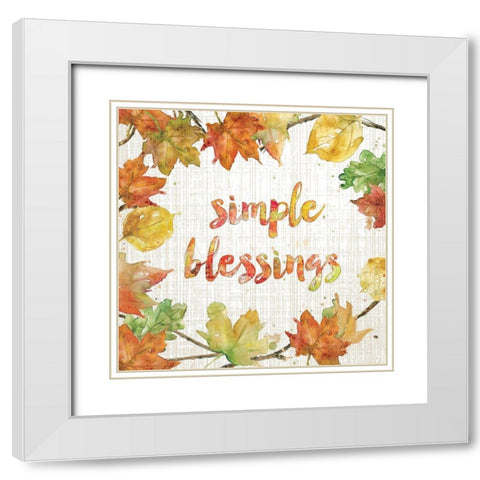 Fall Blessings White Modern Wood Framed Art Print with Double Matting by Robinson, Carol