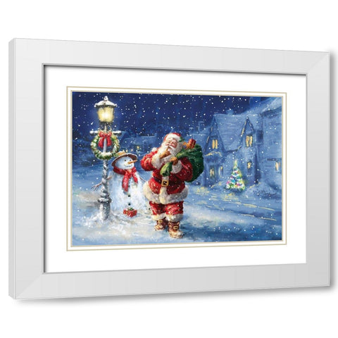 Merry Christmas Night White Modern Wood Framed Art Print with Double Matting by Corti, Marcello