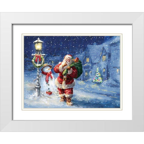 Merry Christmas Night White Modern Wood Framed Art Print with Double Matting by Corti, Marcello