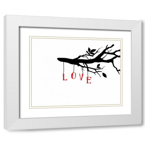 Love Birds I White Modern Wood Framed Art Print with Double Matting by CAD Designs