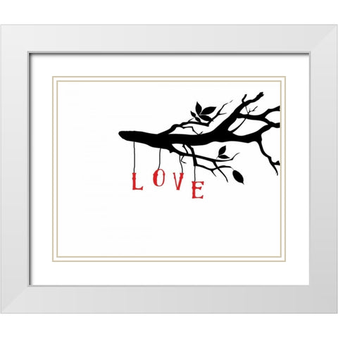 Love Birds I White Modern Wood Framed Art Print with Double Matting by CAD Designs