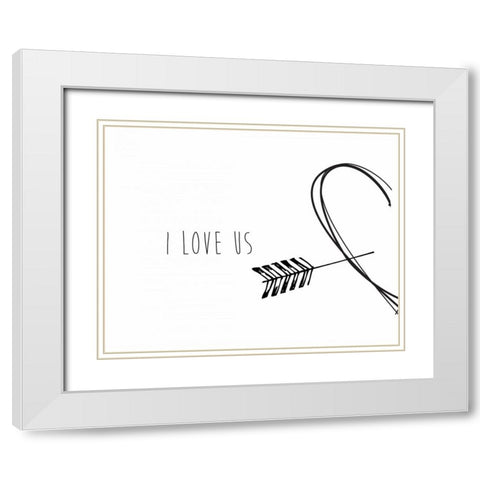 I Love Us White Modern Wood Framed Art Print with Double Matting by CAD Designs
