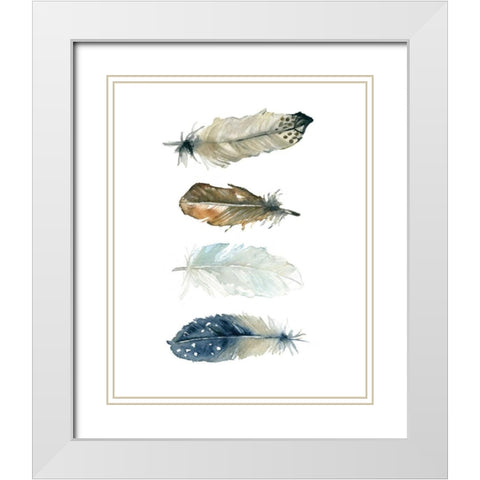 Feather Collection White Modern Wood Framed Art Print with Double Matting by Robinson, Carol