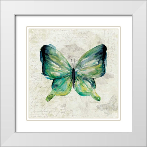 Butterfly Sketch White Modern Wood Framed Art Print with Double Matting by Robinson, Carol