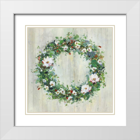 Woodgrain Wreath White Modern Wood Framed Art Print with Double Matting by Swatland, Sally