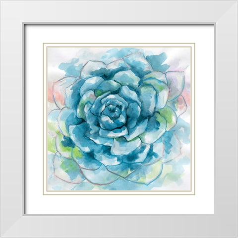 Succulent Bloom White Modern Wood Framed Art Print with Double Matting by Nan