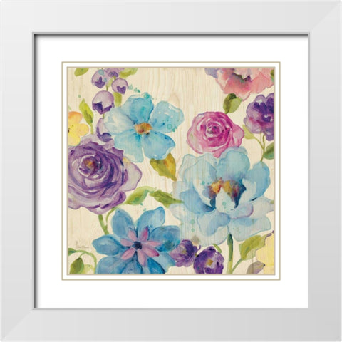 Flower Medley II White Modern Wood Framed Art Print with Double Matting by Robinson, Carol