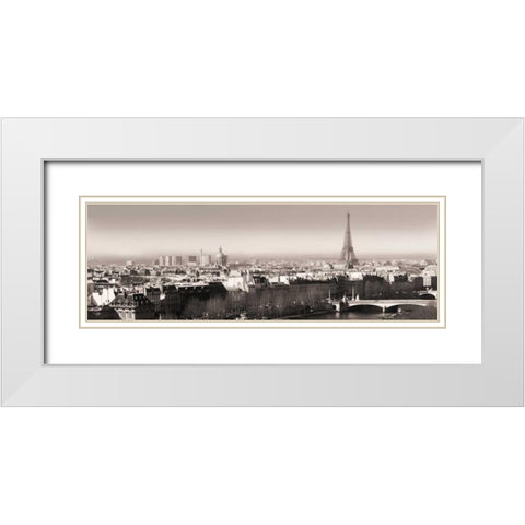 Paris View Triptych White Modern Wood Framed Art Print with Double Matting by Delimont, Danita
