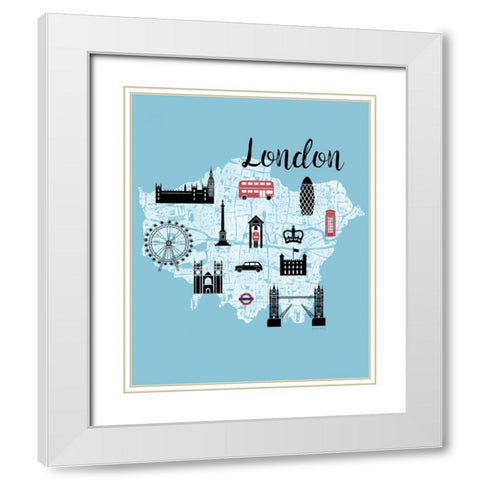City Graphic Map - White Modern Wood Framed Art Print with Double Matting by Murray, Amanda