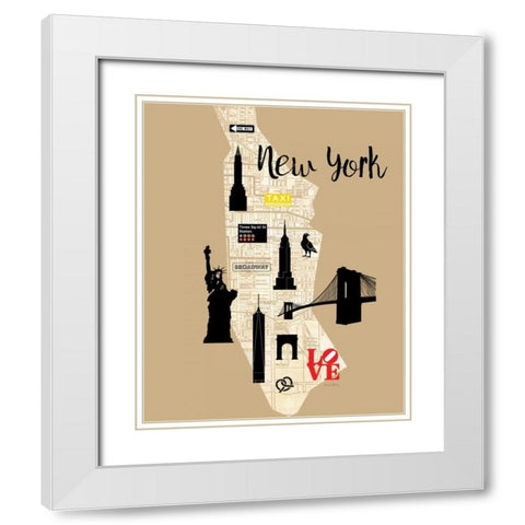 City Graphic Map - White Modern Wood Framed Art Print with Double Matting by Murray, Amanda