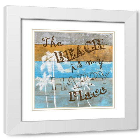 Woodgrain Happy White Modern Wood Framed Art Print with Double Matting by Craven, Katrina