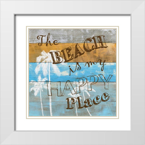 Woodgrain Happy White Modern Wood Framed Art Print with Double Matting by Craven, Katrina