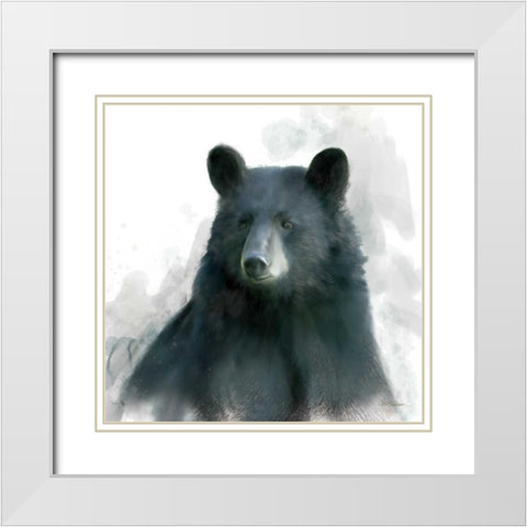 Rainsoft Bear White Modern Wood Framed Art Print with Double Matting by Robinson, Carol