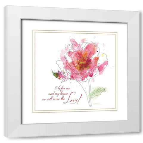 Scripture Bloom I White Modern Wood Framed Art Print with Double Matting by Robinson, Carol