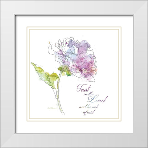 Scripture Bloom III White Modern Wood Framed Art Print with Double Matting by Robinson, Carol