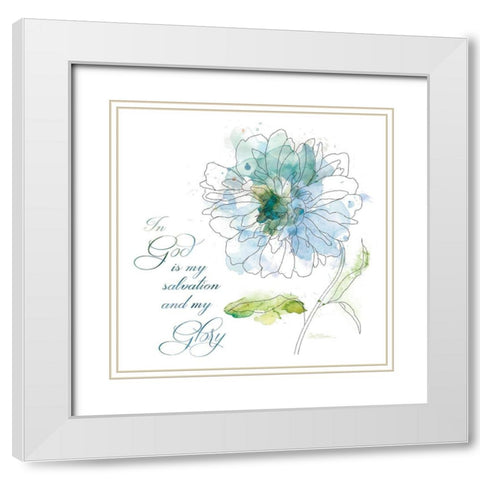 Scripture Bloom IV White Modern Wood Framed Art Print with Double Matting by Robinson, Carol