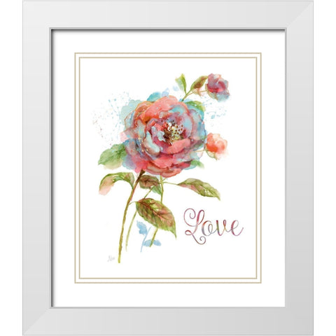 Botanical Love White Modern Wood Framed Art Print with Double Matting by Nan