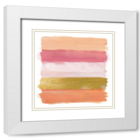 Coral Strokes White Modern Wood Framed Art Print with Double Matting by Nan