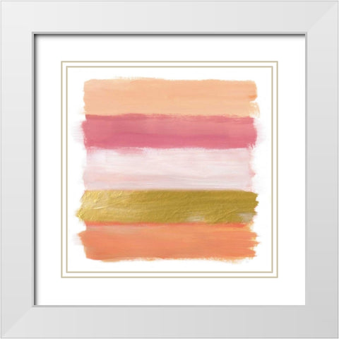Coral Strokes White Modern Wood Framed Art Print with Double Matting by Nan