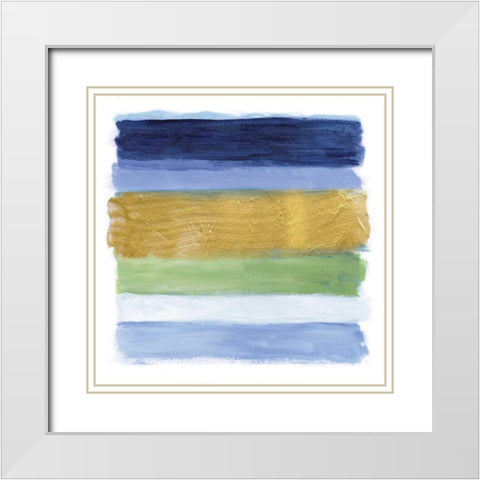 Blue Strokes White Modern Wood Framed Art Print with Double Matting by Nan